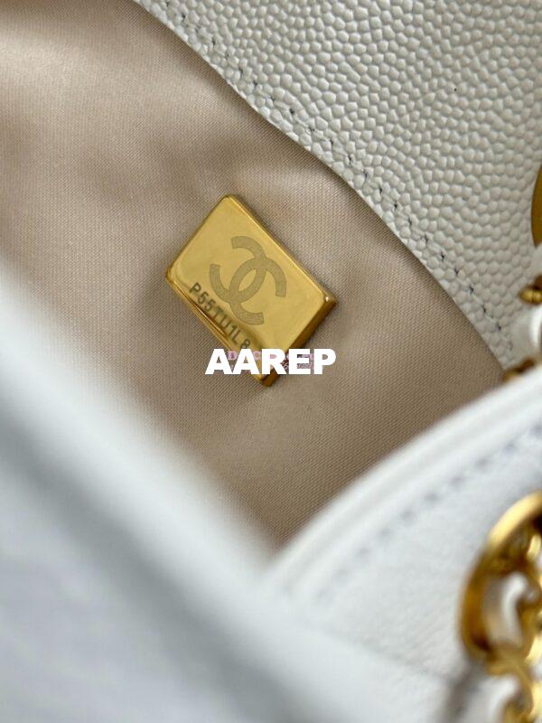 Replica Chanel 25C Large Bucket Bag in Grained Calfskin AS5311 White 10
