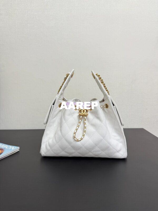 Replica Chanel 25C Small Bucket Bag in Grained Calfskin AS5293 White 3