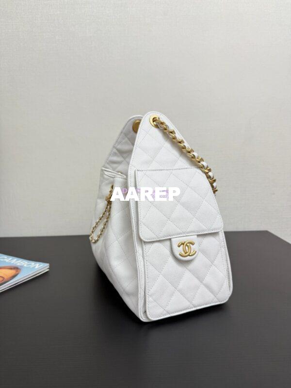 Replica Chanel 25C Small Bucket Bag in Grained Calfskin AS5293 White 4