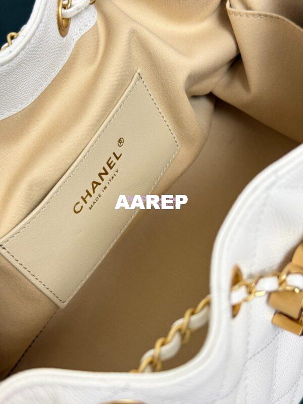 Replica Chanel 25C Small Bucket Bag in Grained Calfskin AS5293 White 7