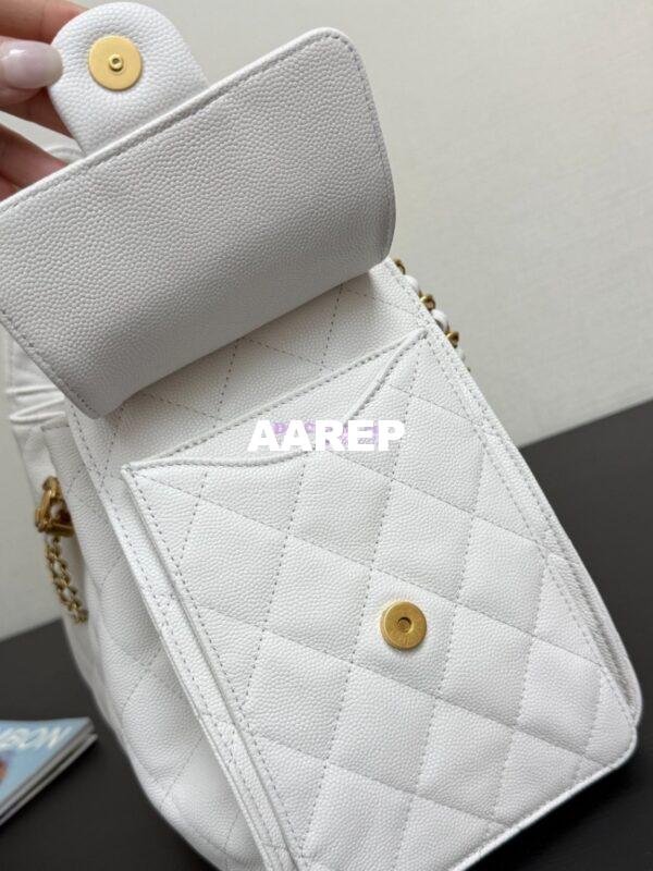 Replica Chanel 25C Small Bucket Bag in Grained Calfskin AS5293 White 9