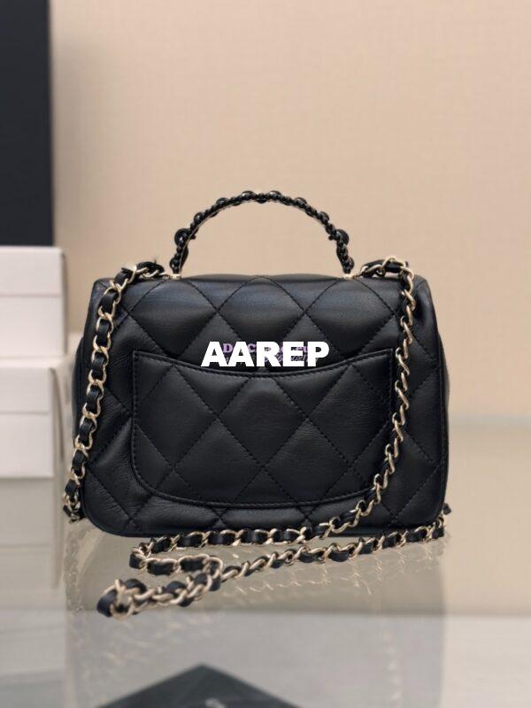 Replica Chanel 25P Braided and Pearls Handled Mini Flap Bag in Lambskin AS5367 Black 15