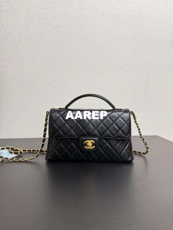 Replica Chanel 25P Flap Bag With Top Handle  AS5356 Black 3