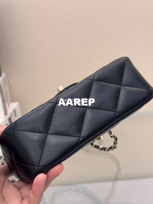 Replica Chanel 25P Braided and Pearls Handled Mini Flap Bag in Lambskin AS5367 Black 17