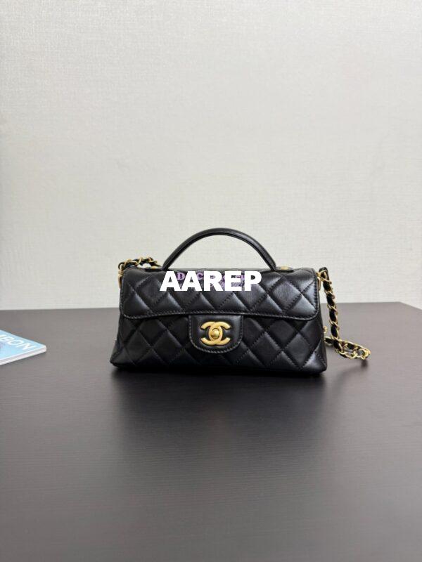 Replica Chanel 25P Mini Flap Bag With Top Handle AS5354 Black 3
