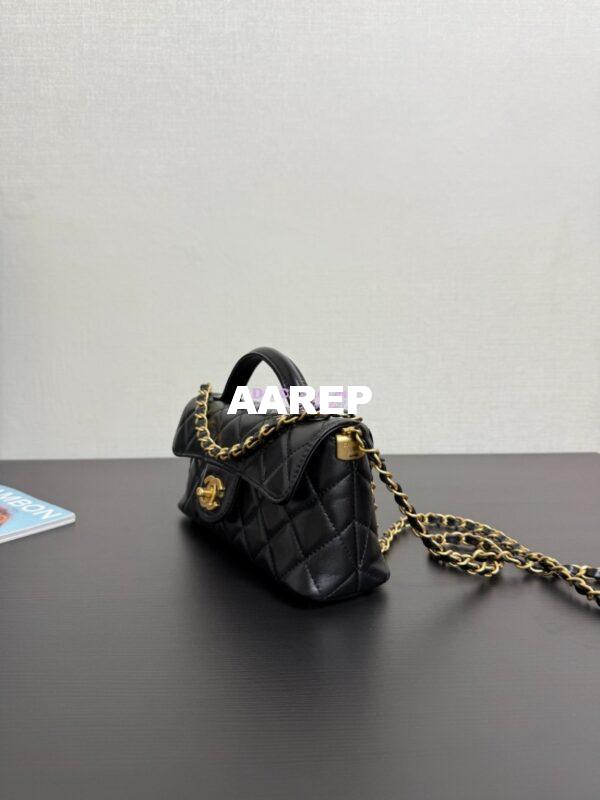 Replica Chanel 25P Mini Flap Bag With Top Handle AS5354 Black 5