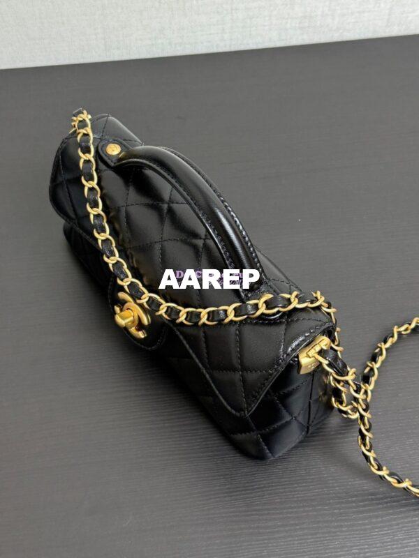 Replica Chanel 25P Mini Flap Bag With Top Handle AS5354 Black 6