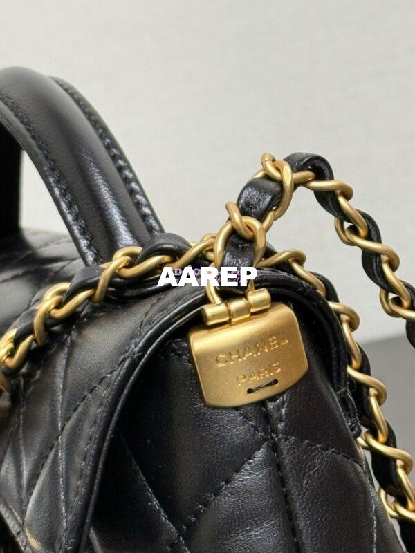 Replica Chanel 25P Mini Flap Bag With Top Handle AS5354 Black 7