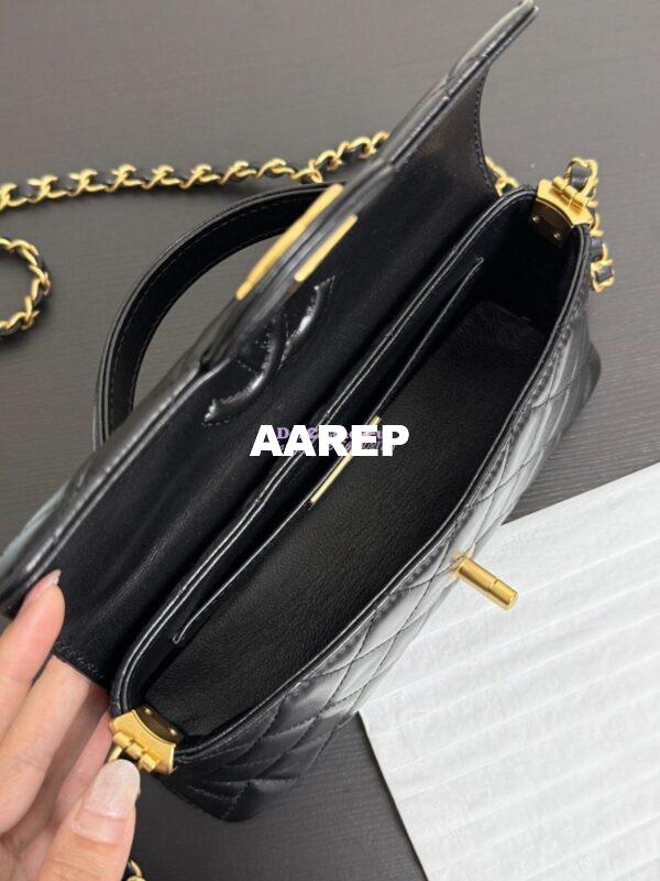 Replica Chanel 25P Mini Flap Bag With Top Handle AS5354 Black 8