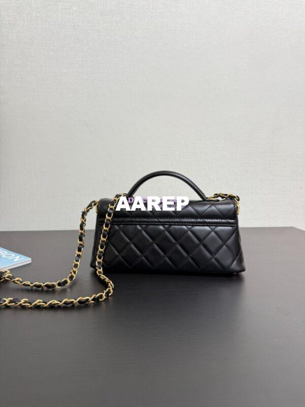 Replica Chanel 25P Mini Flap Bag With Top Handle AS5354 Black 10