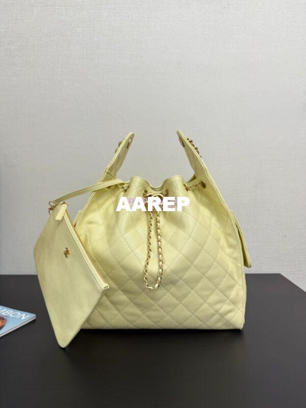 Replica Chanel 25C Large Bucket Bag in Grained Calfskin AS5311 Pastel Yellow 3