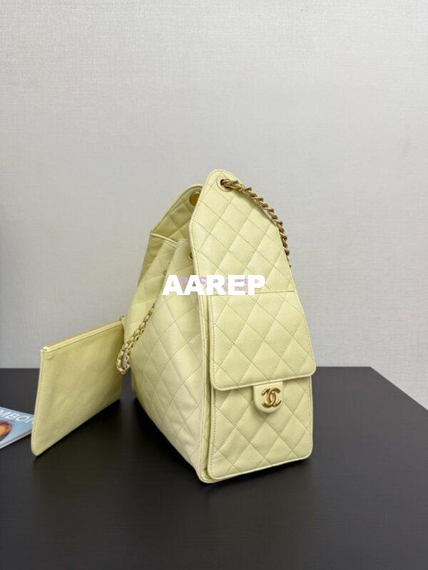 Replica Chanel 25C Large Bucket Bag in Grained Calfskin AS5311 Pastel Yellow 4