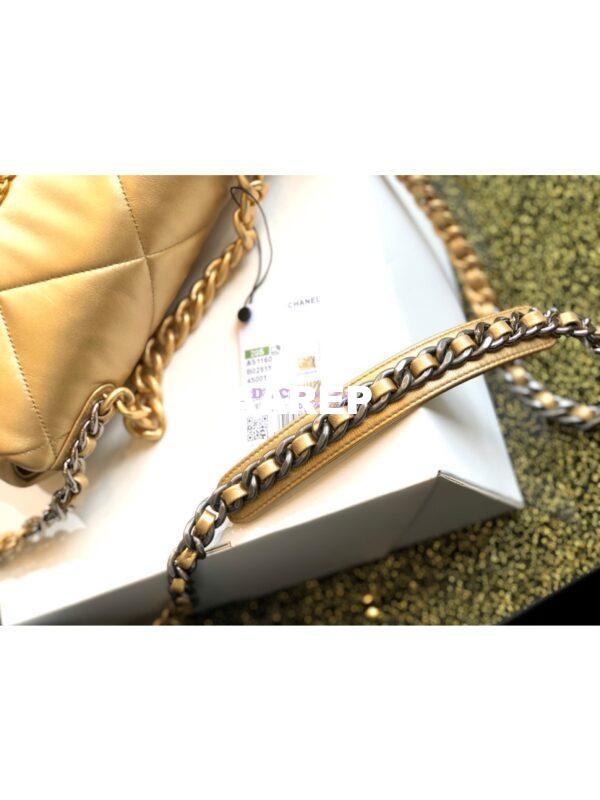 Replica Chanel 19 Flap Bag AS1160 AS1161 Metallic Lambskin Gold 8