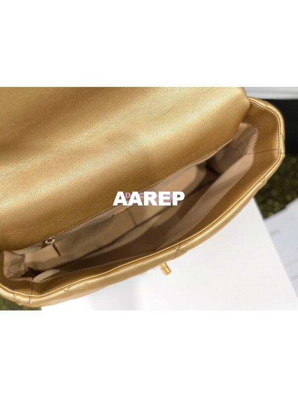 Replica Chanel 19 Flap Bag AS1160 AS1161 Metallic Lambskin Gold 15