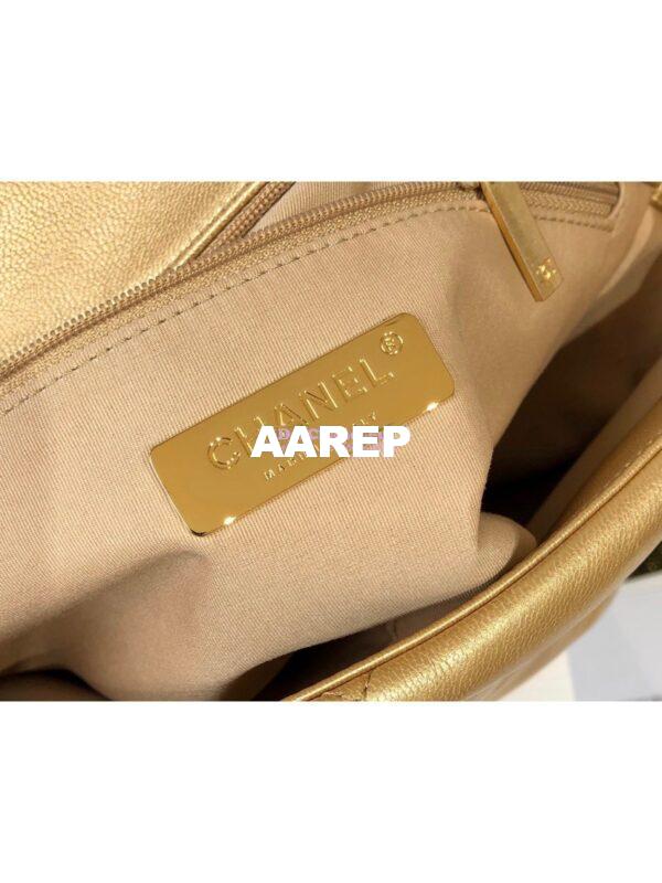 Replica Chanel 19 Flap Bag AS1160 AS1161 Metallic Lambskin Gold 16