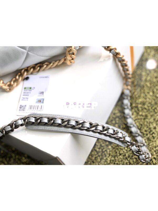 Replica Chanel 19 Flap Bag AS1160 AS1161 Metallic Lambskin Silver 20
