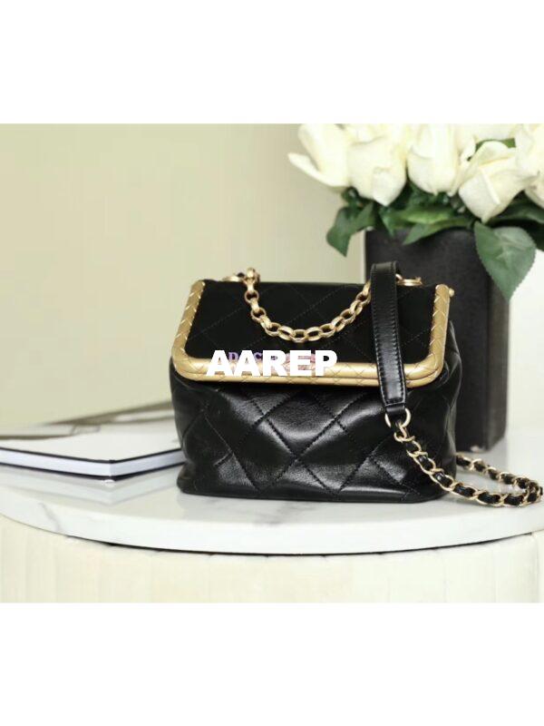 Replica Chanel Lambskin Kiss-Lock Clasp Bag AS1886 Black 3