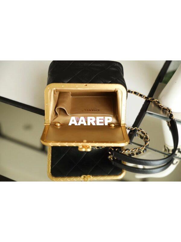 Replica Chanel Lambskin Kiss-Lock Clasp Bag AS1886 Black 7