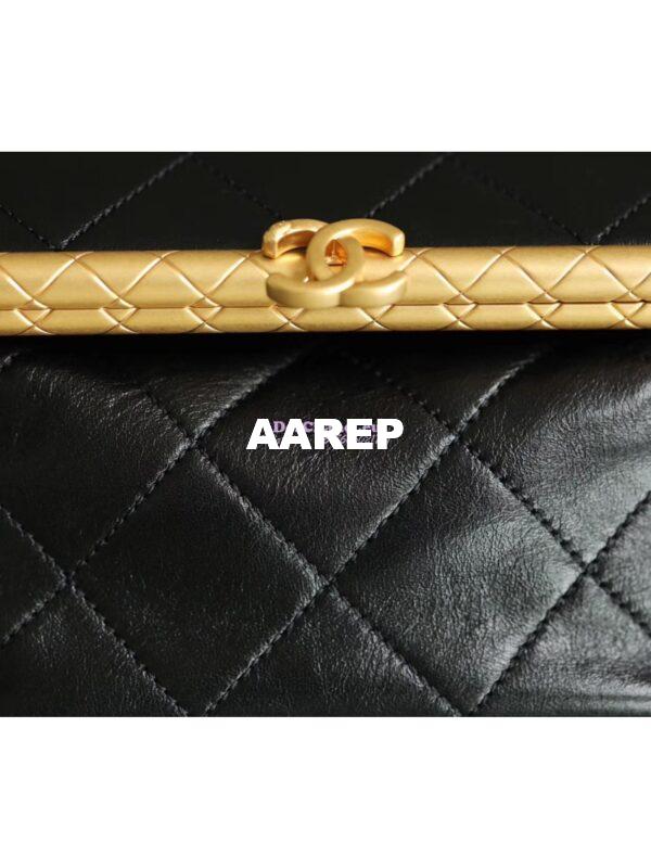 Replica Chanel Lambskin Kiss-Lock Clasp Bag AS1886 Black 16
