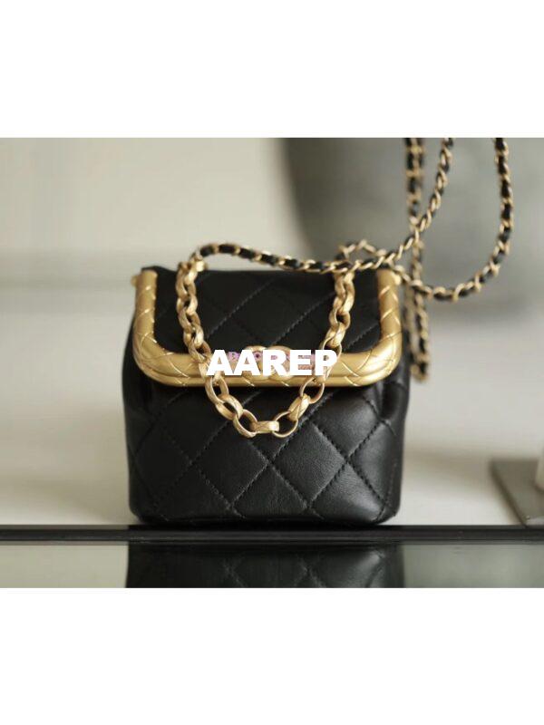 Replica Chanel Small Lambskin Kiss-Lock Bag AS1885 Black 2