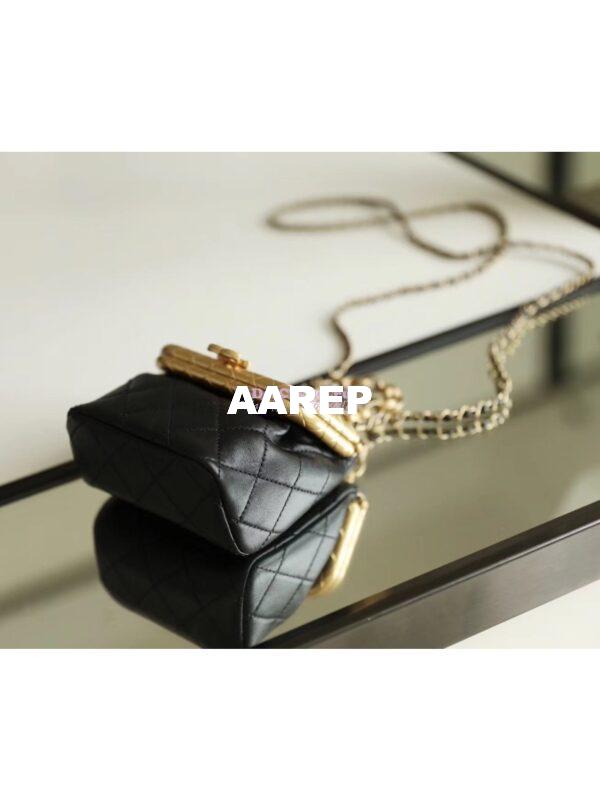 Replica Chanel Small Lambskin Kiss-Lock Bag AS1885 Black 4