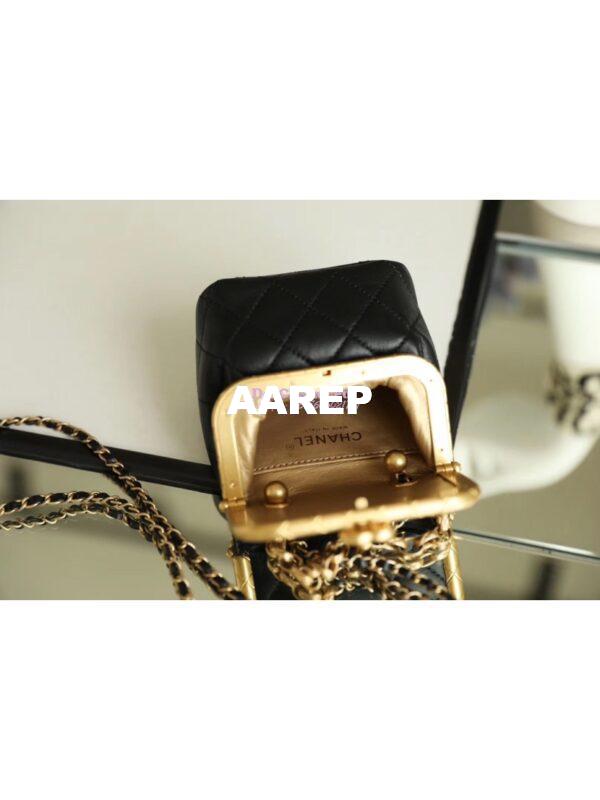 Replica Chanel Small Lambskin Kiss-Lock Bag AS1885 Black 7