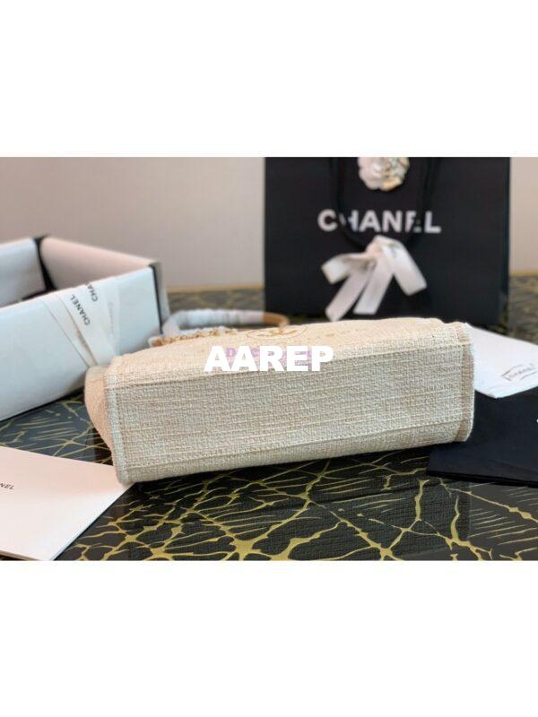 Replica Chanel Toile Deauville Calfskin Shopping Bag A66943 Gold 6
