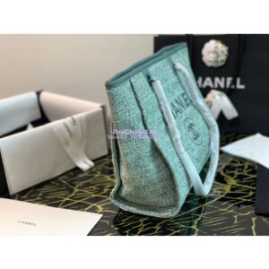Replica Chanel Toile Deauville Calfskin Shopping Bag A66943 Green Jacquard 2