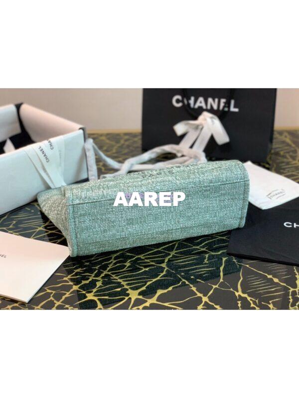 Replica Chanel Toile Deauville Calfskin Shopping Bag A66943 Green Jacquard 6