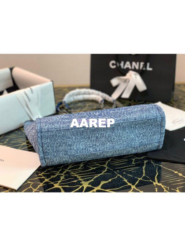 Replica Chanel Toile Deauville Calfskin Shopping Bag A66943 Blue Jacquard 3