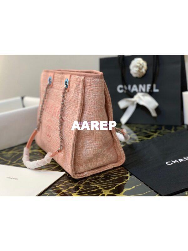 Replica Chanel Toile Deauville Calfskin Shopping Bag A66943 Pink Jacquard 7