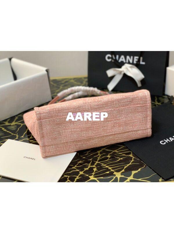 Replica Chanel Toile Deauville Calfskin Shopping Bag A66943 Pink Jacquard 11