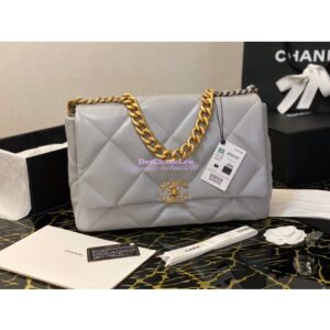 Replica Chanel 19 Maxi Flap Bag AS1162 Lambskin Grey 2