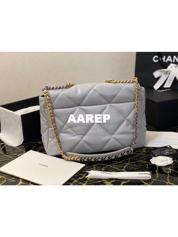 Replica Chanel 19 Maxi Flap Bag AS1162 Lambskin Grey 9