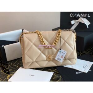Replica Chanel 19 Maxi Flap Bag AS1162 Lambskin Beige