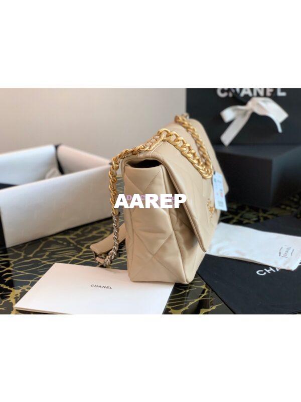 Replica Chanel 19 Maxi Flap Bag AS1162 Lambskin Beige 5