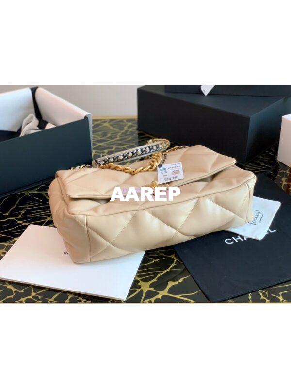 Replica Chanel 19 Maxi Flap Bag AS1162 Lambskin Beige 6