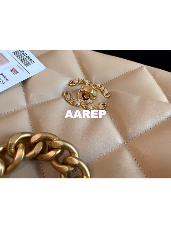 Replica Chanel 19 Maxi Flap Bag AS1162 Lambskin Beige 7