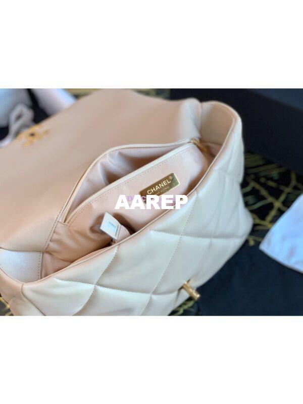 Replica Chanel 19 Maxi Flap Bag AS1162 Lambskin Beige 11