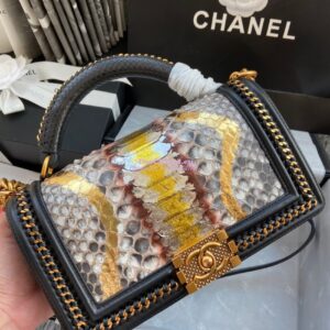 Replica Chanel Python Boy Bag with Handle 25 2