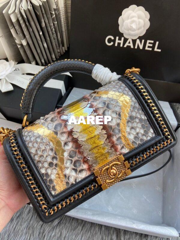 Replica Chanel Python Boy Bag with Handle 25 2