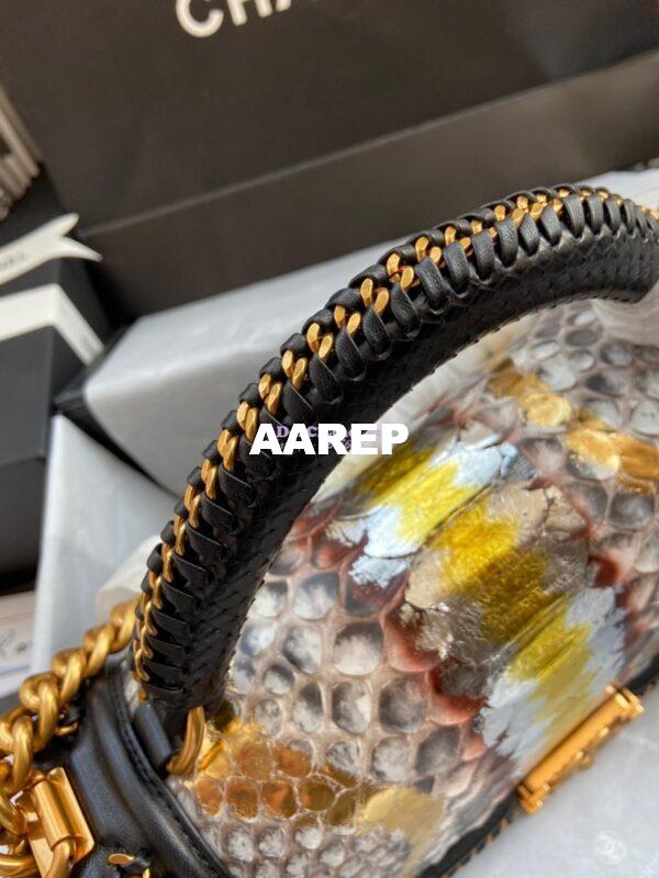 Replica Chanel Python Boy Bag with Handle 25 3