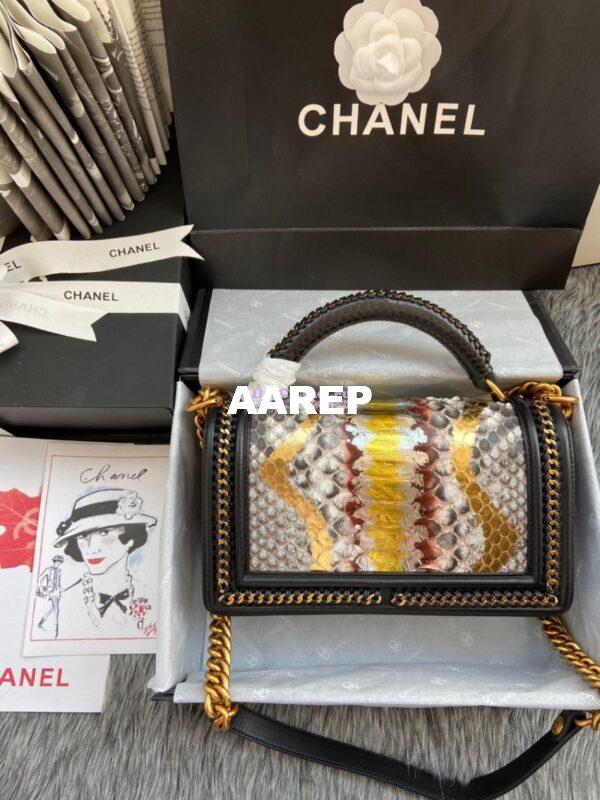 Replica Chanel Python Boy Bag with Handle 25 7