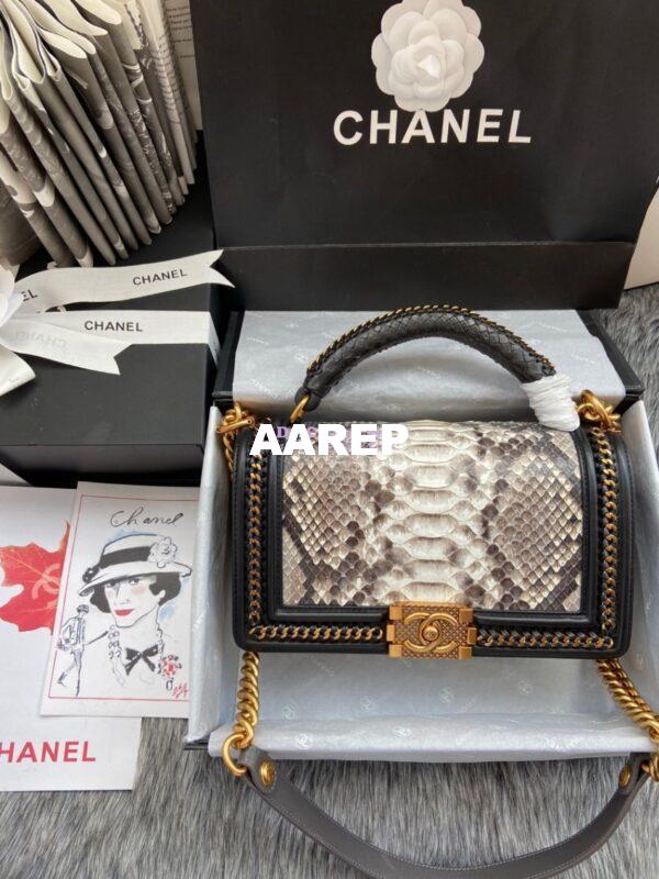 Replica Chanel Python Boy Bag with Handle 24