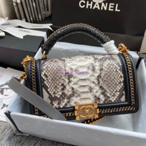 Replica Chanel Python Boy Bag with Handle 24 2
