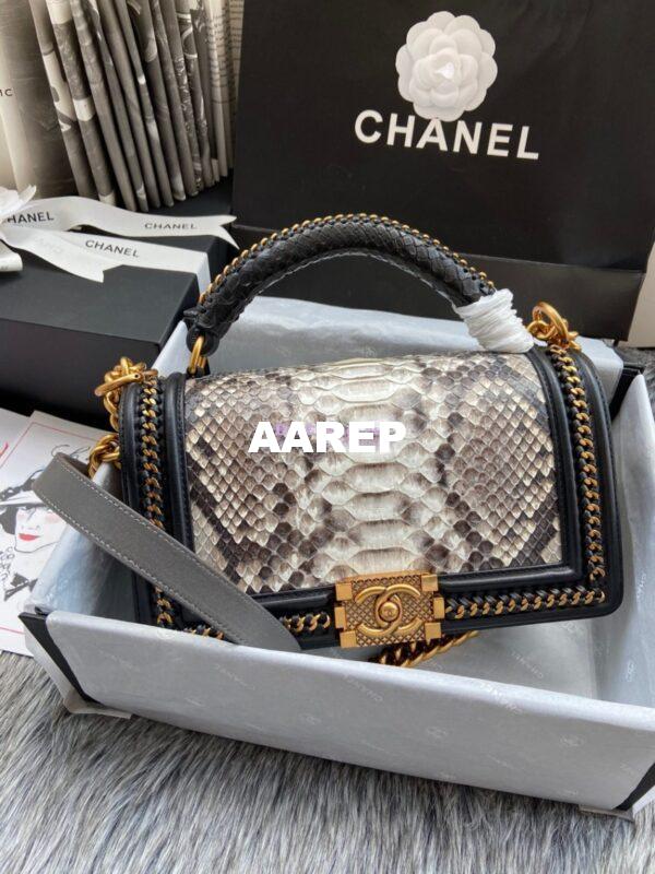 Replica Chanel Python Boy Bag with Handle 24 2