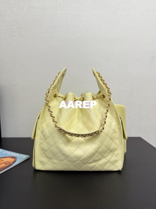 Replica Chanel 25C Large Bucket Bag in Grained Calfskin AS5311 Pastel Yellow 11