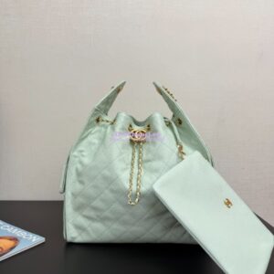 Replica Chanel 25C Large Bucket Bag in Grained Calfskin AS5311 Pastel Green