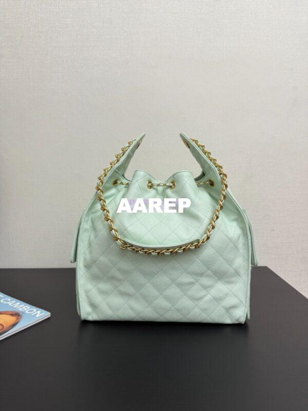 Replica Chanel 25C Large Bucket Bag in Grained Calfskin AS5311 Pastel Green 9