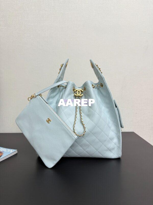 Replica Chanel 25C Large Bucket Bag in Grained Calfskin AS5311 Pastel Blue 3